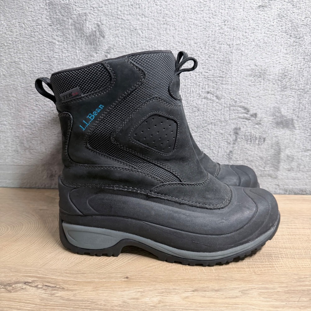 LL Bean Tek Primaloft Boots Womens 9 Black Waterproof 400 Gram Winter Casual
